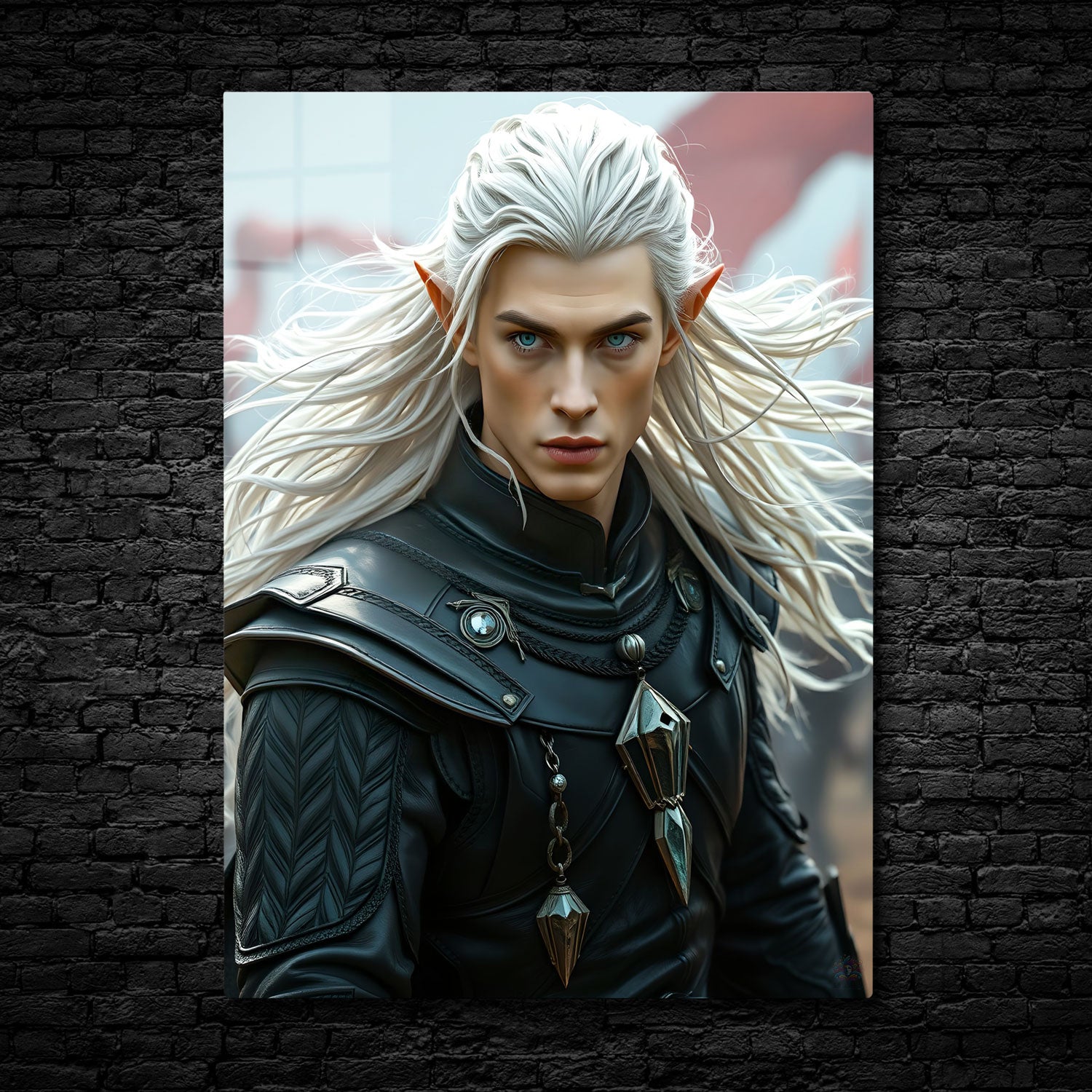 In "Stormblade Sentinel," a fierce and noble elven warrior stands poised on the battlefield, his long silver hair flowing in the wind like a tempest.