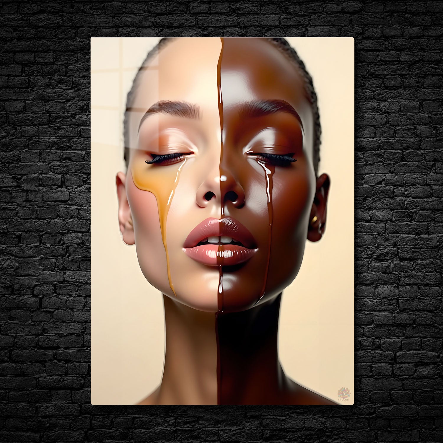 "Fluid Harmony" captures the essence of duality and balance through the graceful interplay of light and dark skin tones.