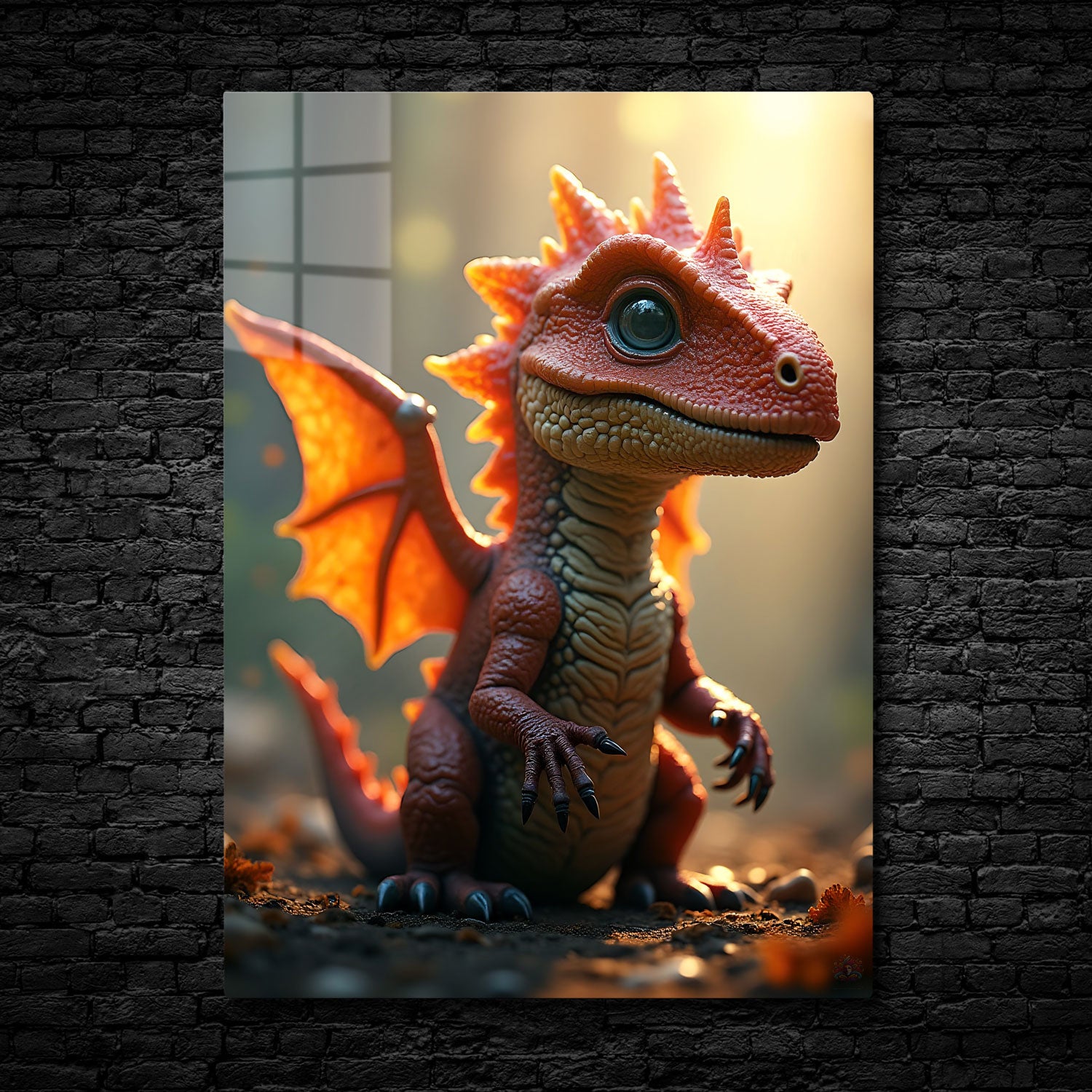 Introducing Blaze, a fiery little dragon with a dazzling personality! His vibrant red scales glisten in the sunlight, and his newly sprouted wings shimmer with a golden glow.