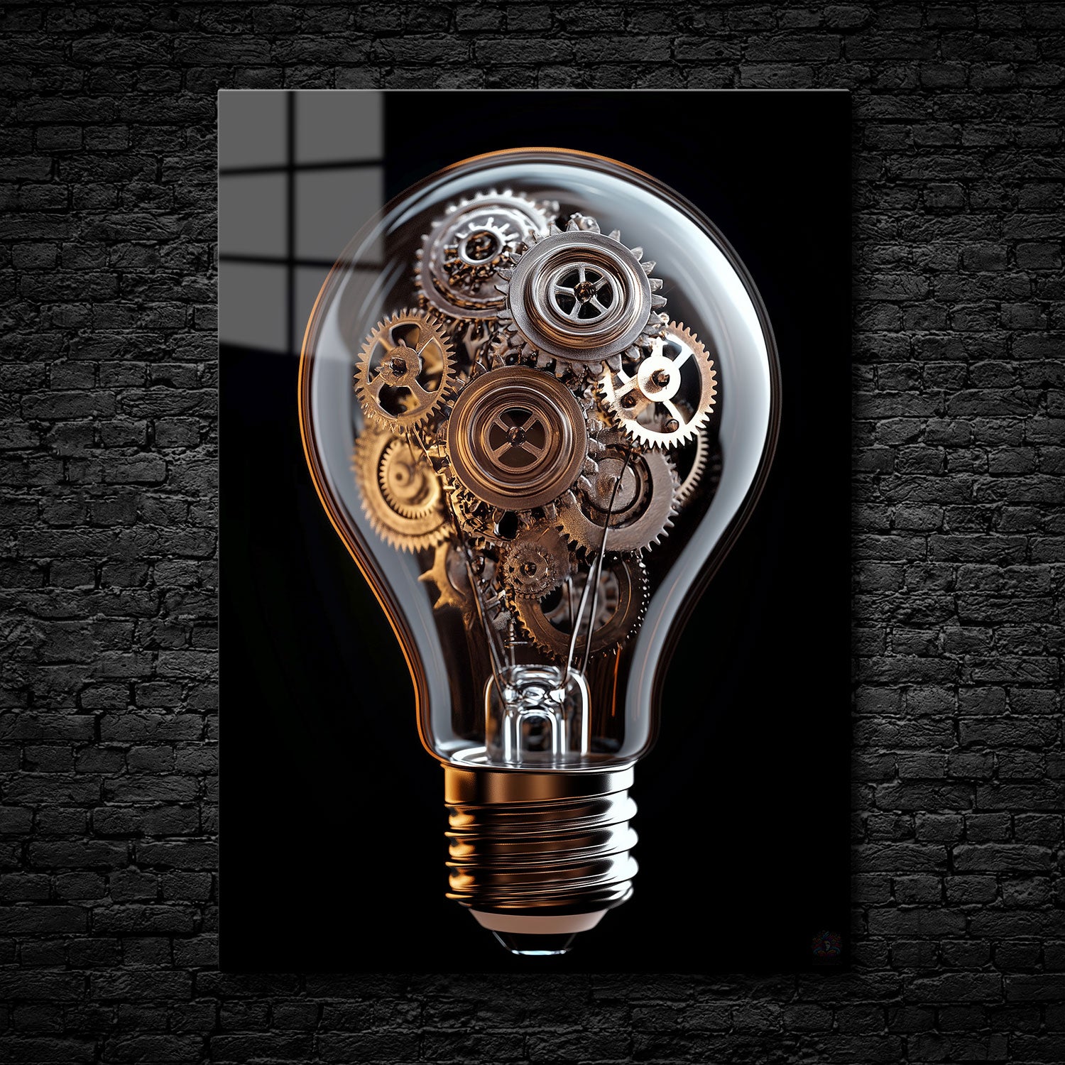 A captivating fusion of innovation and machinery, this image presents a lightbulb filled with intricately interlocked gears.