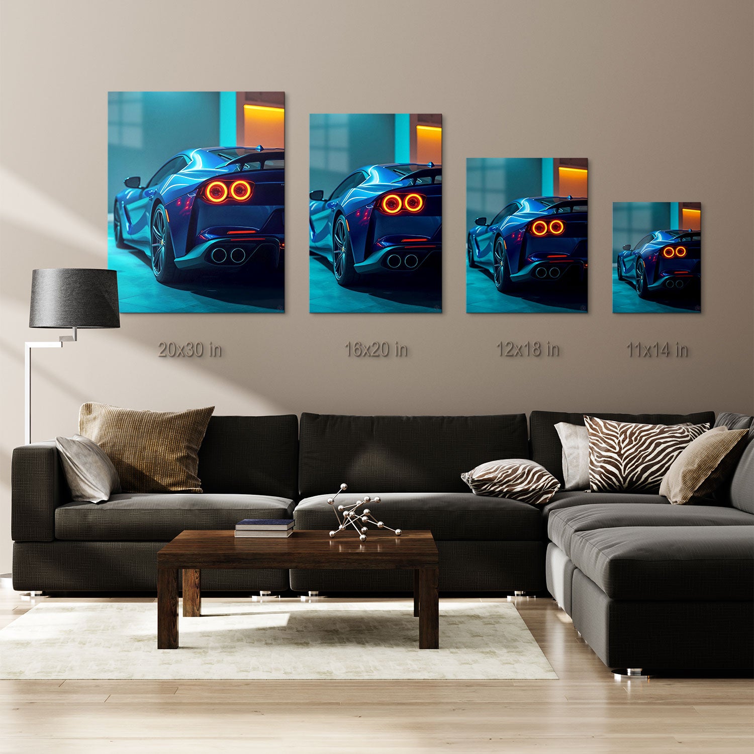 Set against a futuristic backdrop with contrasting orange and blue lighting, "Neon Velocity" captures the thrill and allure of modern automotive design, blending cutting-edge technology with raw power and elegance.