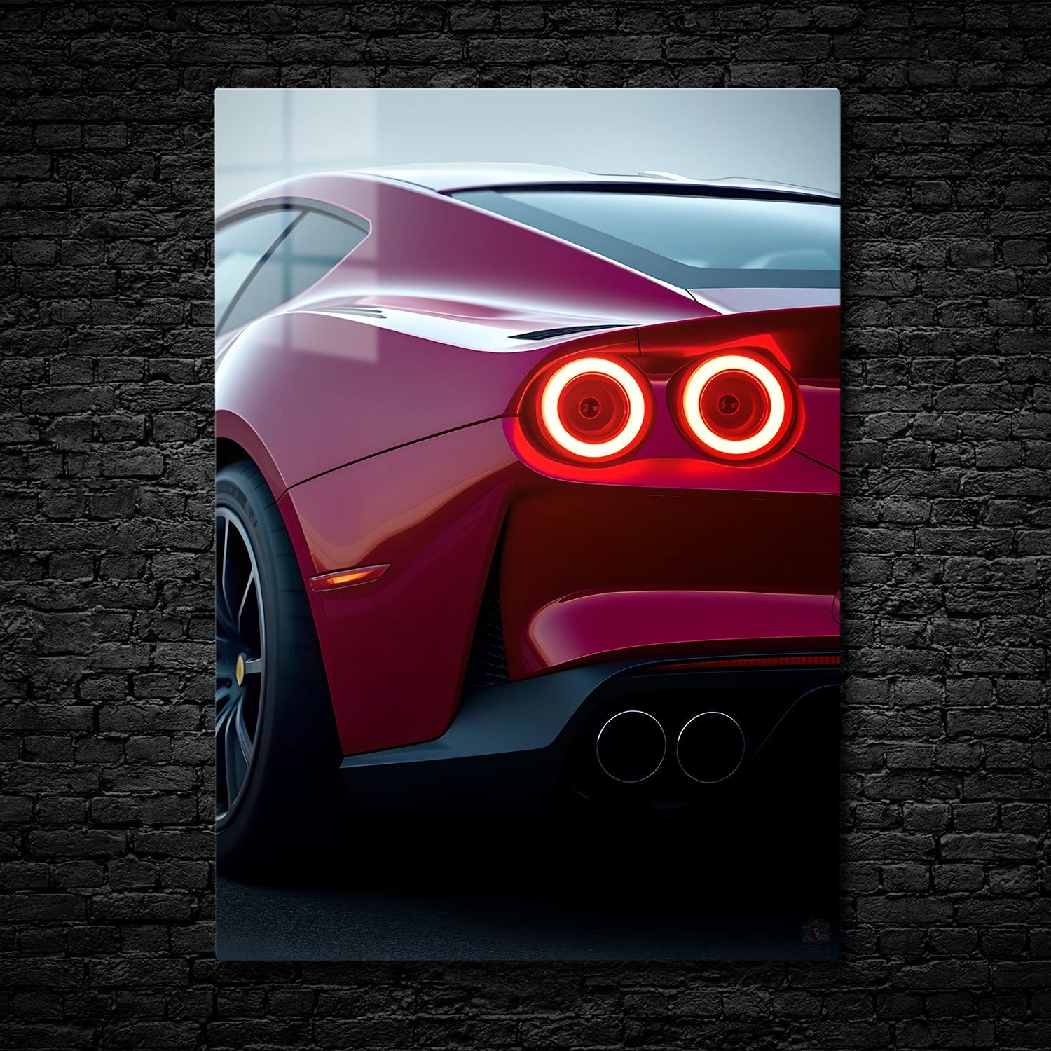 This bold rear view of a crimson sports car exudes pure performance and sophistication.